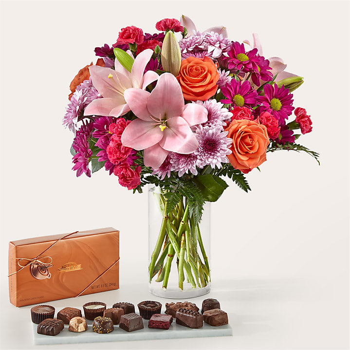 product image for Light of My Life Bouquet and Chocolate Bundle